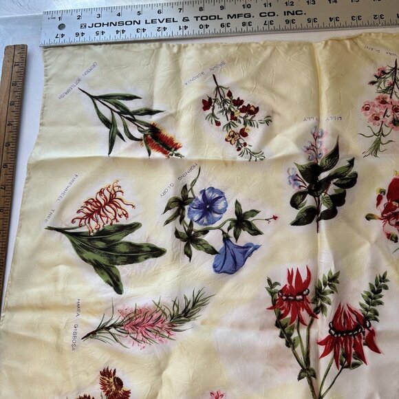 Fresca Womens Vintage Square Neck Scarf Ivory Botanical Japan Acetate Scarves - Picture 9 of 11